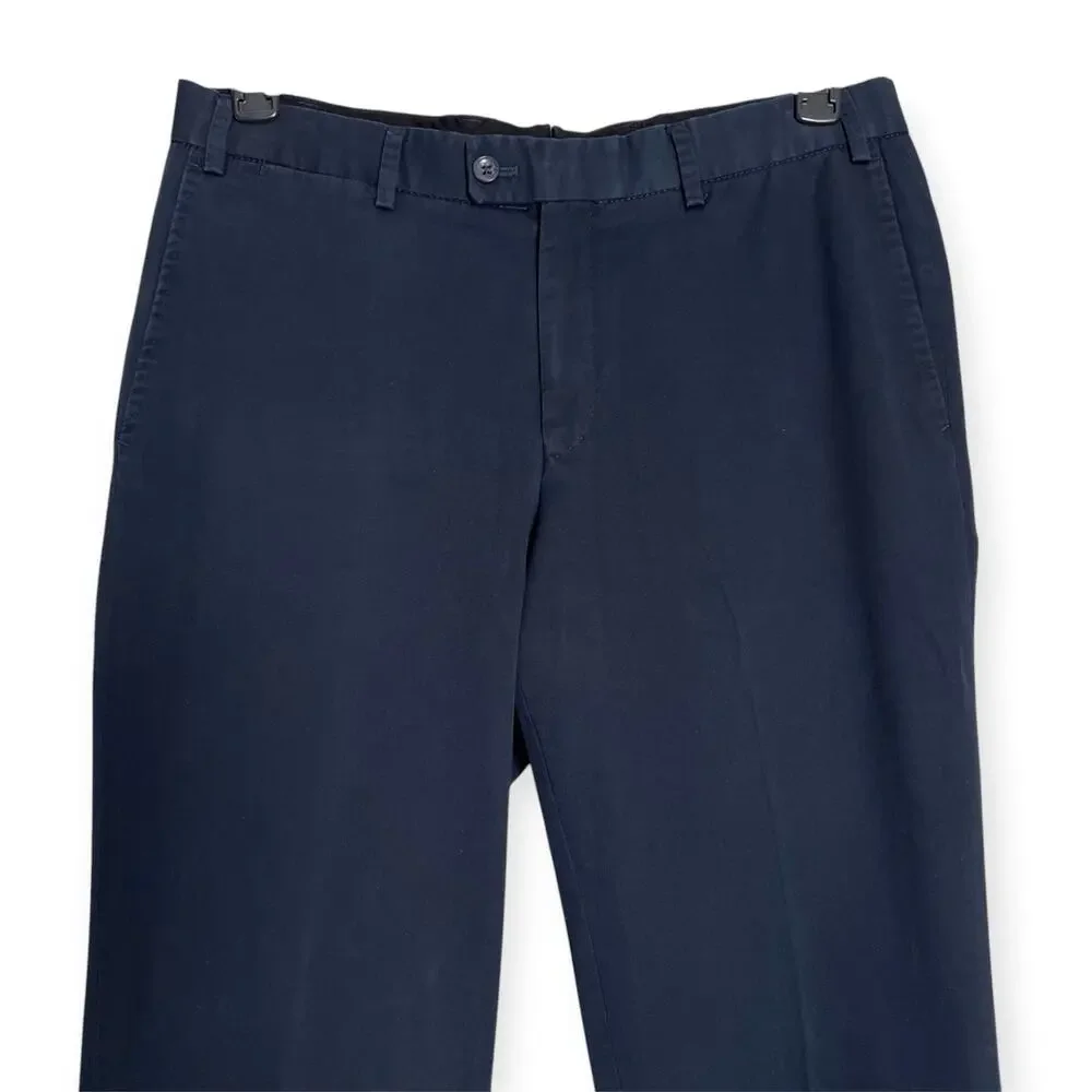 Hiltl Chino Trousers MENS 33x32 EU 50 Navy Cotton Blend Straight Leg Tailored